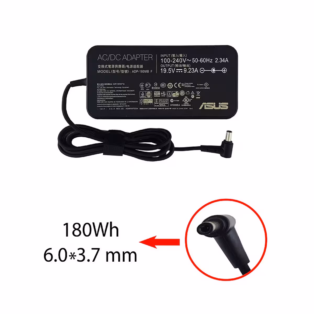 آداپتور و شارژر لپ تاپ ایسوس 19.5V 9.23A Slim سوزن دار