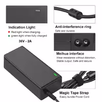 آداپتور شارژر دوچرخه برقی و اسکوتر 36 ولت 2 آمپر سوکت 3 پین مخصوص اصلی