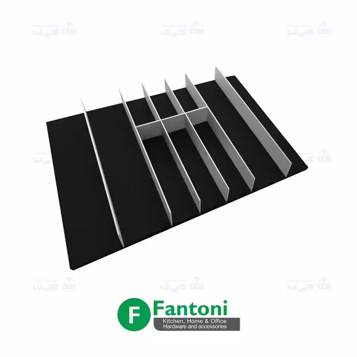 جای قاشق و چنگال رنگ مشکی با تقسیم کننده آلومینیومی ثابت ریل اسلیم فانتونی O151 تا O154