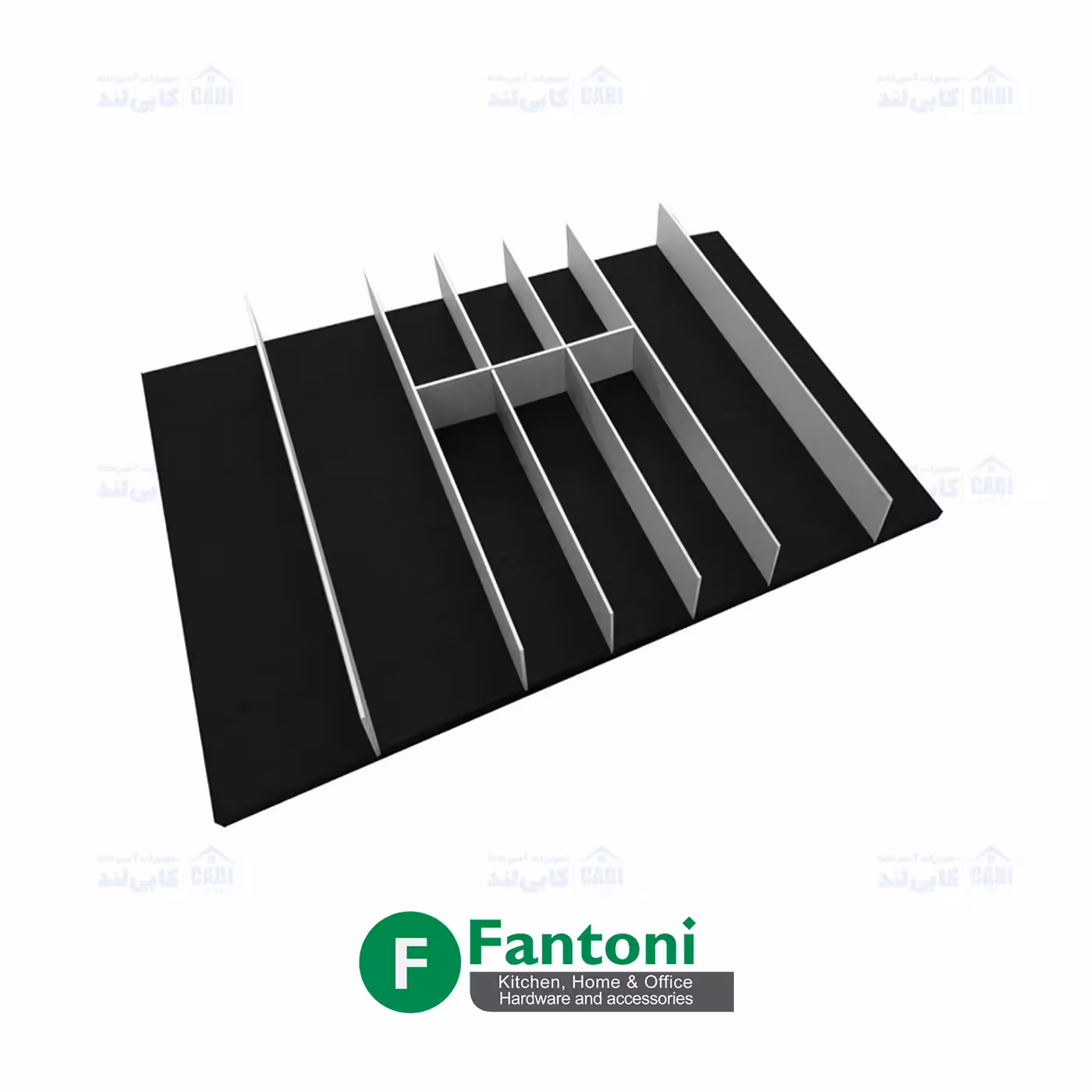 جای قاشق و چنگال رنگ مشکی با تقسیم کننده آلومینیومی ثابت ریل اسلیم فانتونی O151 تا O154