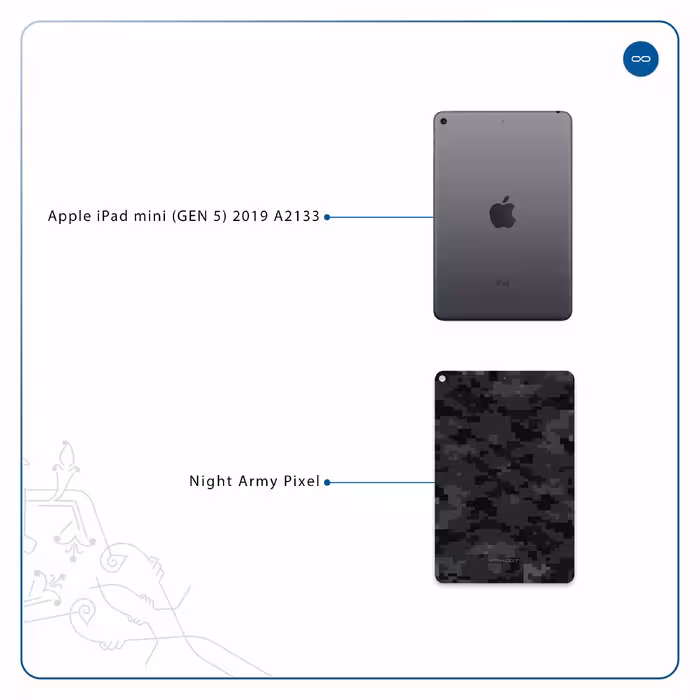 برچسب پوششی ماهوت مدل Night-Army-Pixel مناسب برای تبلت اپل iPad mini (GEN 5) 2019 A2133