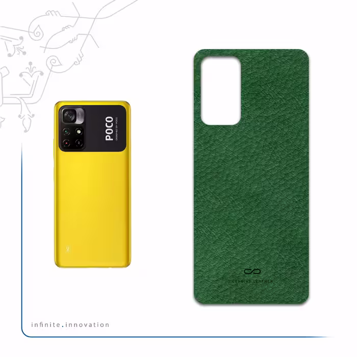 برچسب پوششی ماهوت مدل Green-Leather مناسب برای گوشی موبایل شیائومی Poco M4 Pro 5G
