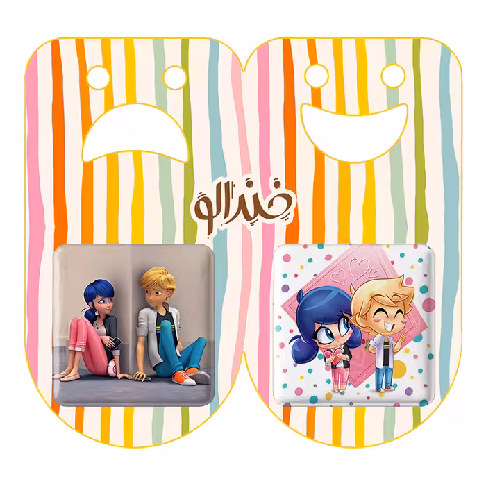 پیکسل خندالو مدل دختر کفشدوزکی و پسر گربه ای کد 35273528 مجموعه 2 عددی