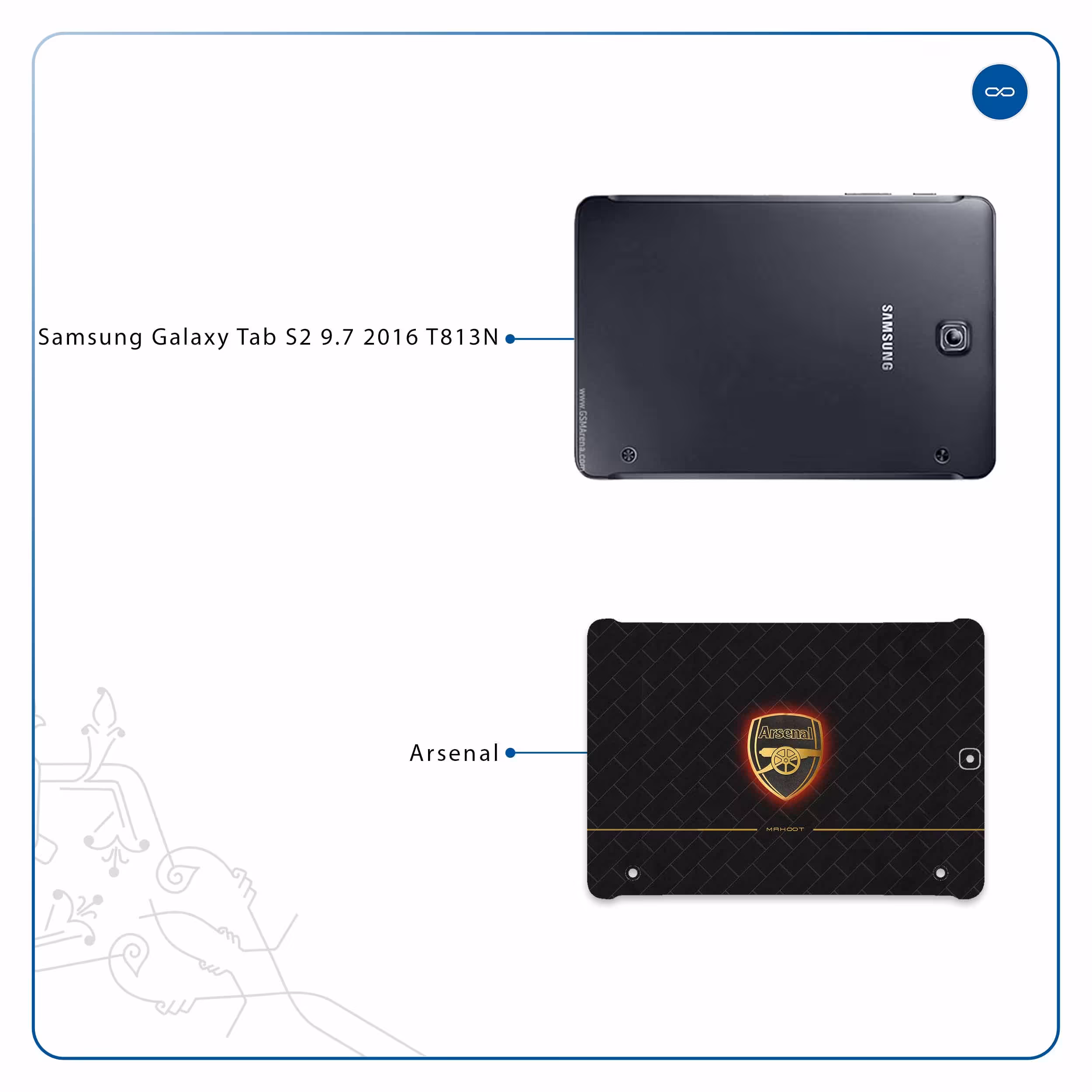 برچسب پوششی ماهوت مدل Arsenal مناسب برای تبلت سامسونگ Galaxy Tab S2 9.7 2016 T813N