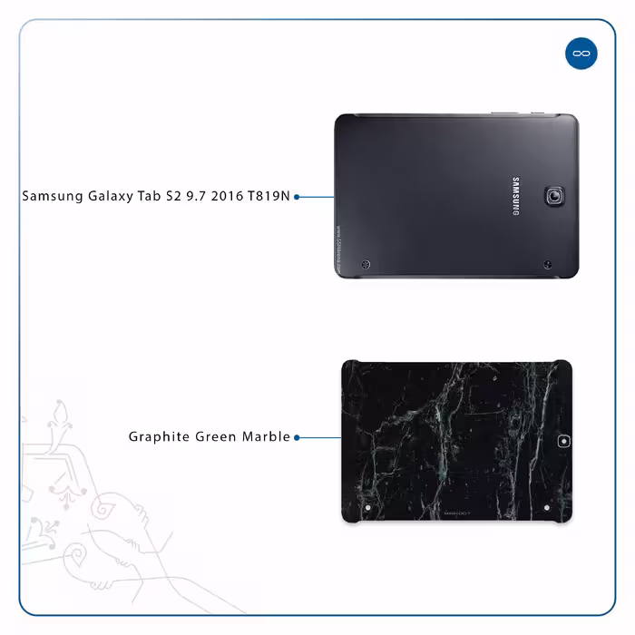 برچسب پوششی ماهوت مدل Graphite-Green-Marble مناسب برای تبلت سامسونگ Galaxy Tab S2 9.7 2016 T819N