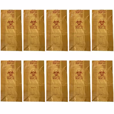 کیسه زباله طرح عفونی مدل ضخیم 70.65 بسته 10 عددی