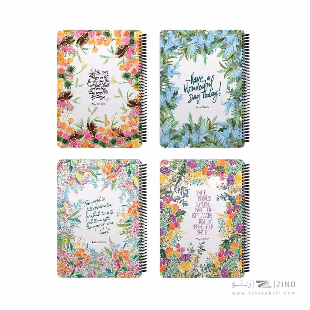 دفتر100برگ وزیری سیمی جلد سخت پیل سری فلو