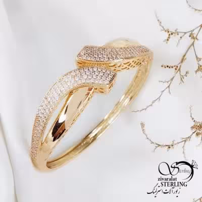 دستبند نگین دار طرح طلا ژوپینگ النگویی کد 11874