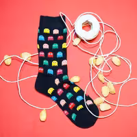 جوراب ساقدار داینوساکس طرح پکمن ذغالی