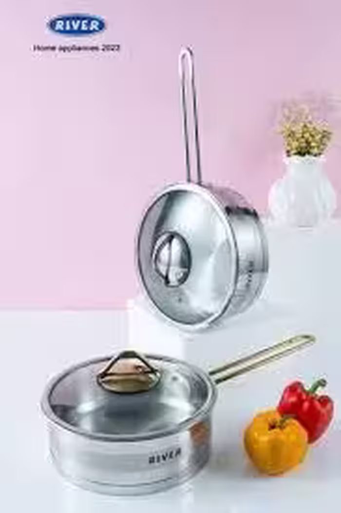 تابه دو دسته استیل سایز 24 نیمه مات خط دار طلایی ریور کد 3867LG