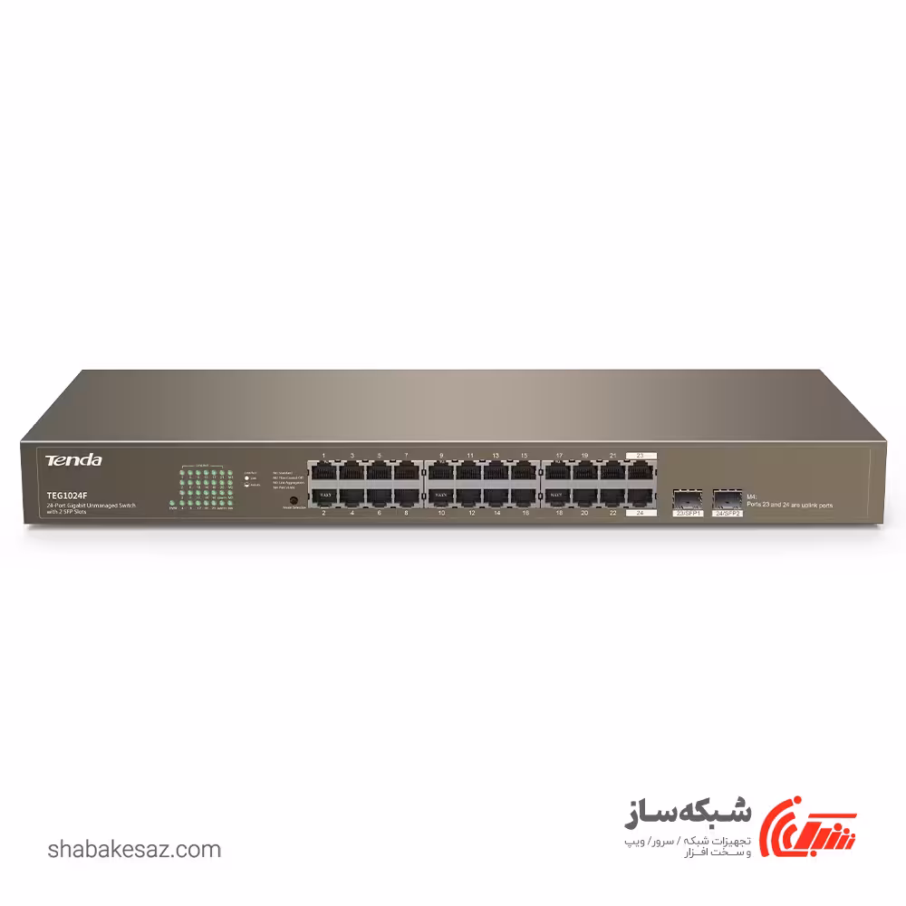 قیمت و خرید سوئیچ شبکه رکمونت تندا Tenda TEG1024F گیگابیت 24 پورت با دو پورت SFP - شبکه ساز