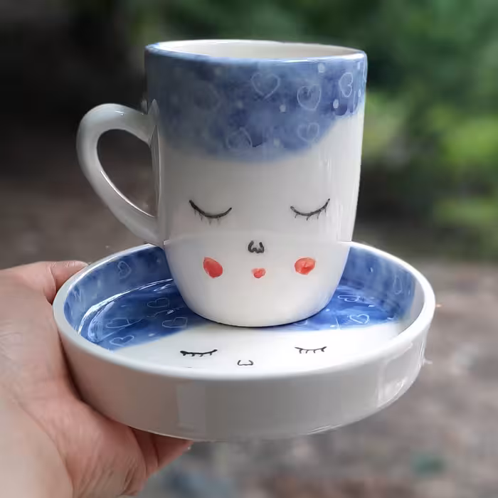 ظروف سرامیکی دست ساز با کیفیت دوبار پخت بدون سرب قابل شست و شو در ماشین ظرف شویی.