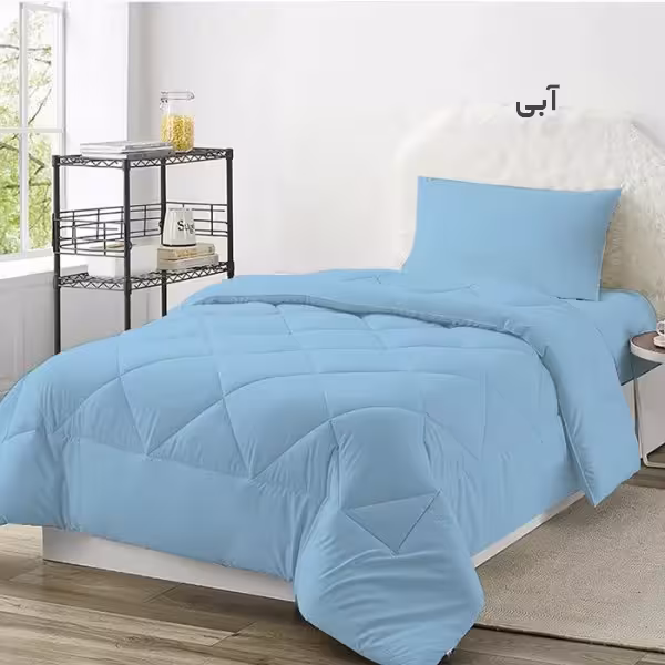 سرویس روتختی چیداری مدل تک رنگ یک نفره سه تکه رنگ آبی عرض 120
