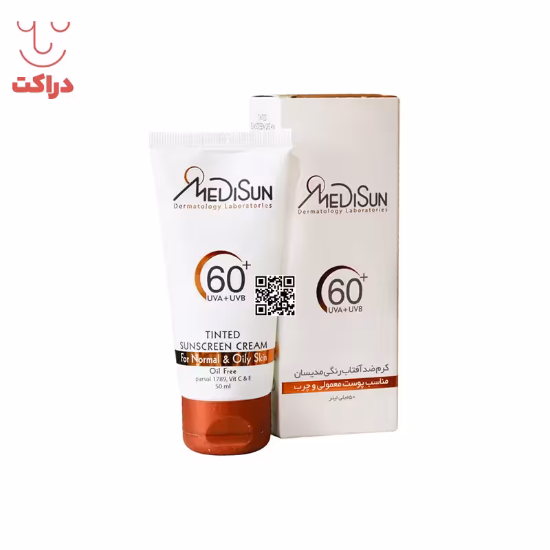 کرم ضد آفتاب رنگی مدیسان SPF60 پوست معمولی و چرب