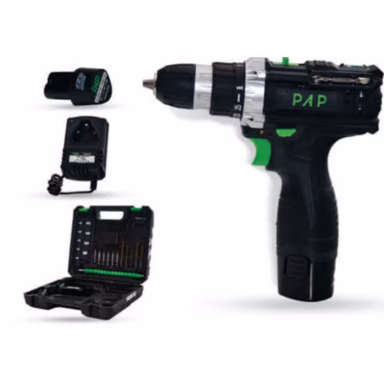 دریل شارژی 12 ولت لیتیوم 2 دور 2 باتری با لوازم پی ای پی مدل CD-1225