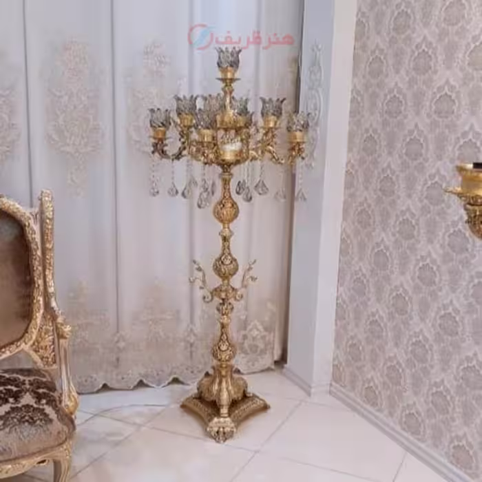 آباژور شاخه کوچک آرامیس با 4 شاخه 9 روشنایی، جنس آلومینیوم با آبکاری برنز