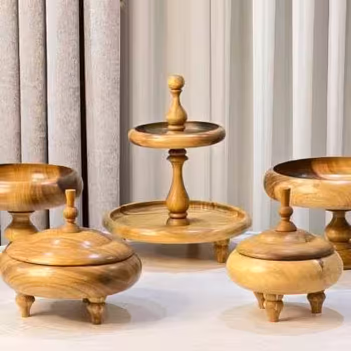 ست پذیرایی 5تیکه چوب گردو سوپر براق