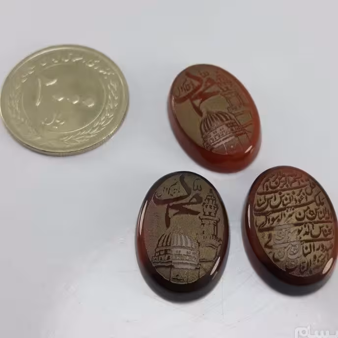 سه عدد نگین عقیق خطی برجسته 