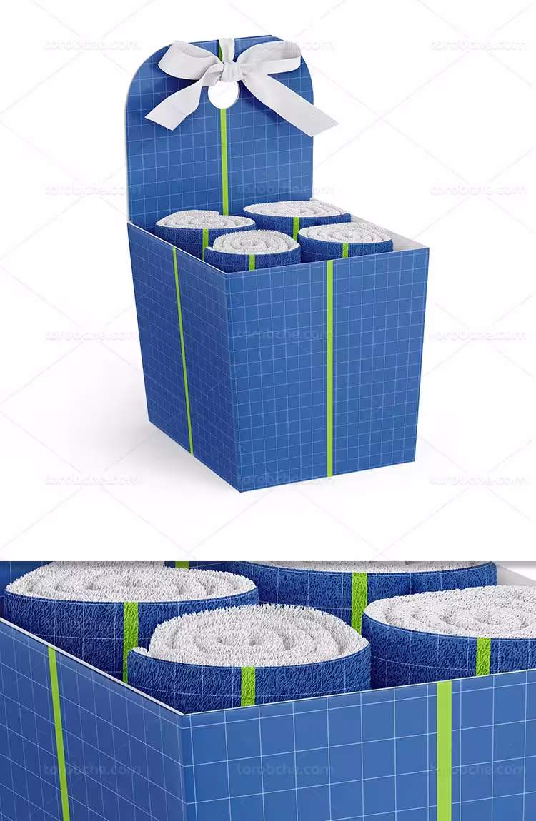 موکاپ جعبه حوله لایه باز | گرافیک با طعم تربچه