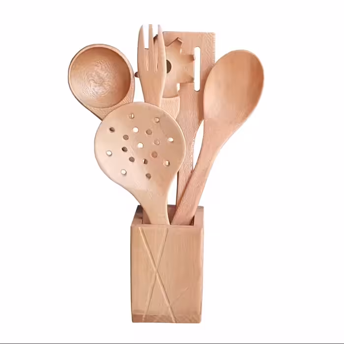 ست کفگیر ملاقه چوبی 7 پارچه چوبلمه | amazonchi