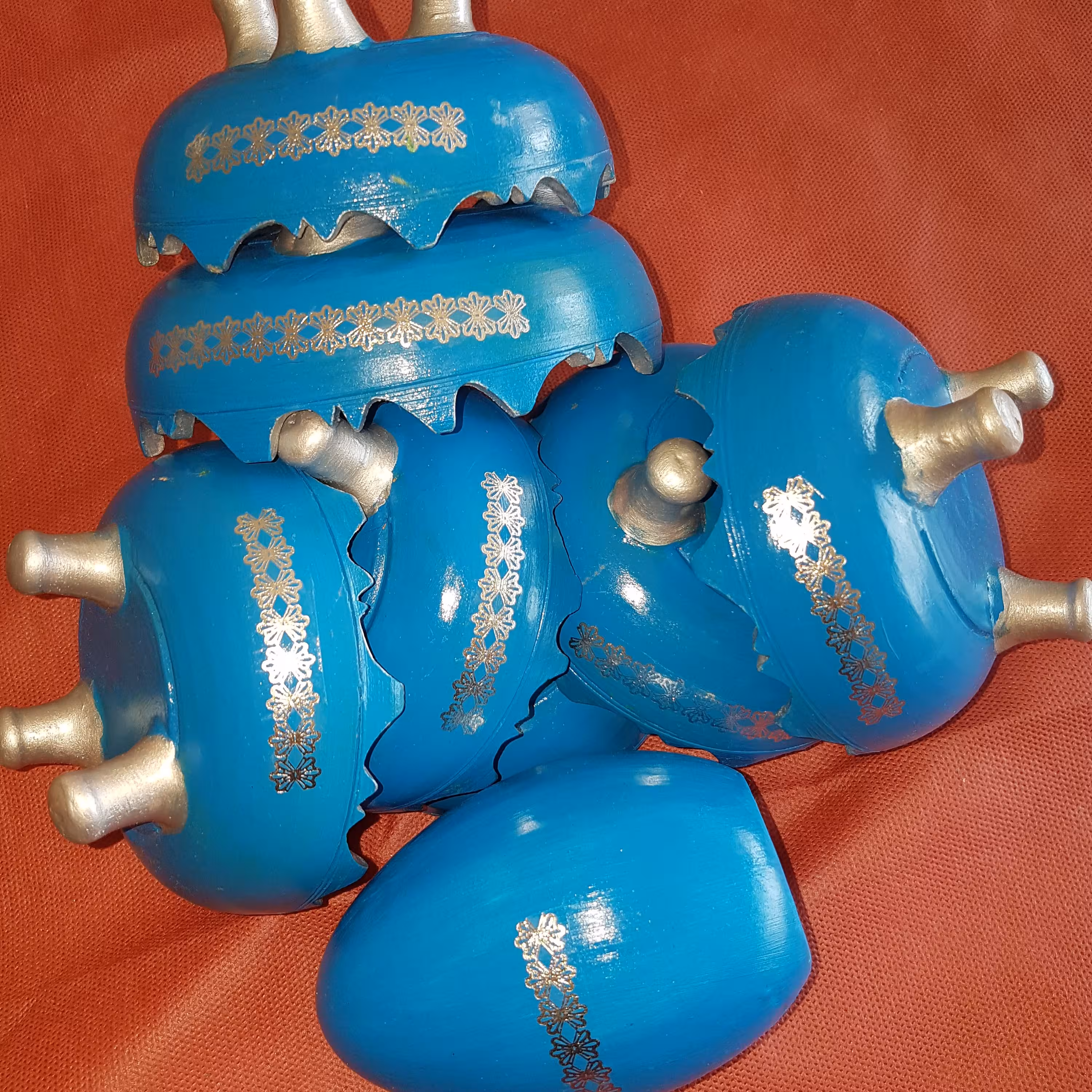 ست هفت سین  سفید ولاجوردی ،سفالی ،8تکه