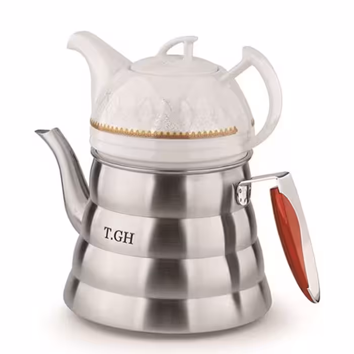 کتری قوری لوله دار قیطاسی 2.5 لیتری مدل 30600 کف چدن