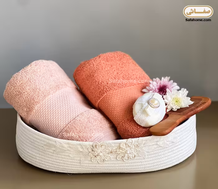 جا حوله ای قیطان دوزی مدل بیضی گل برجسته شیری