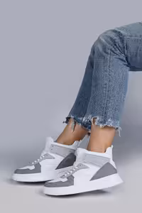 29100 High Top Grey – کفش کتانی زنانه سفید گاه به گاه اسپرت – 2
