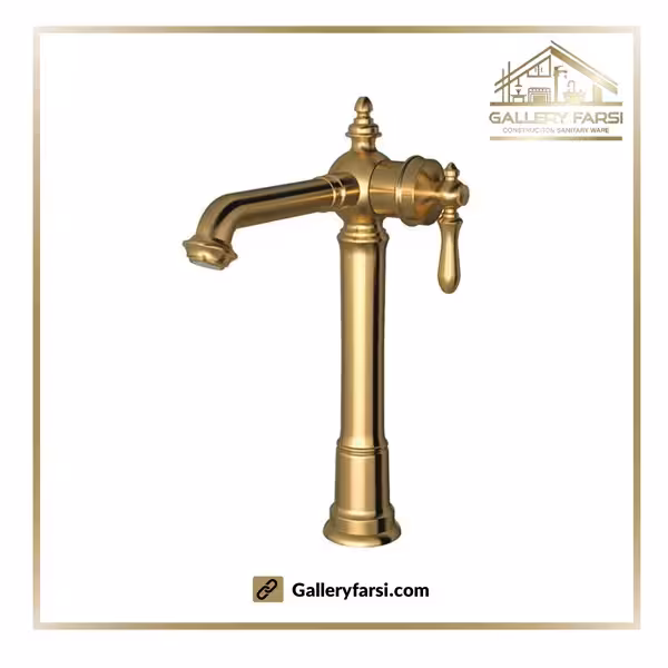 شیر روشویی شودر پایه بلند مدل بیزانس طلا مات