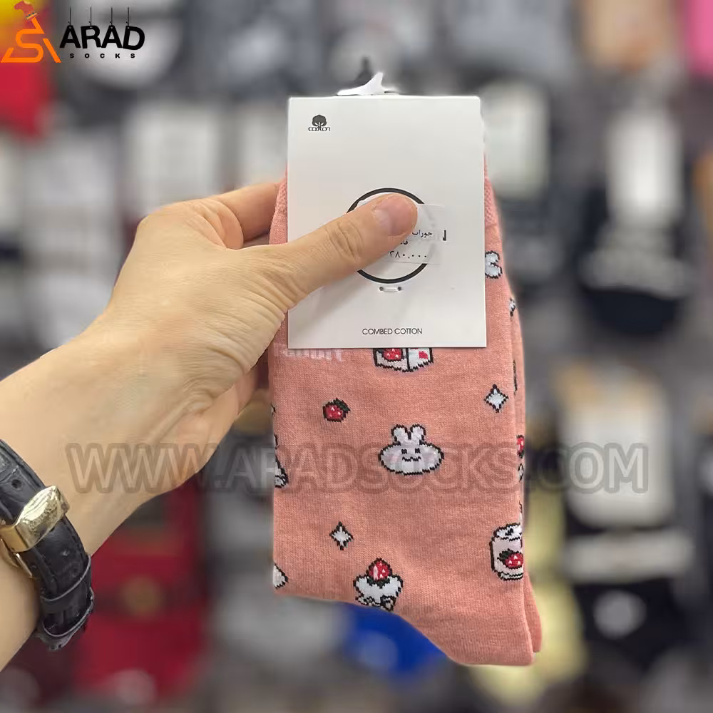جوراب ساقدار فانتزی طرح خرگوش صورتی