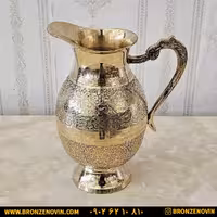 پارچ برنزی هندی مدل طاووس پایه گرد 9 اینچ کد 3003