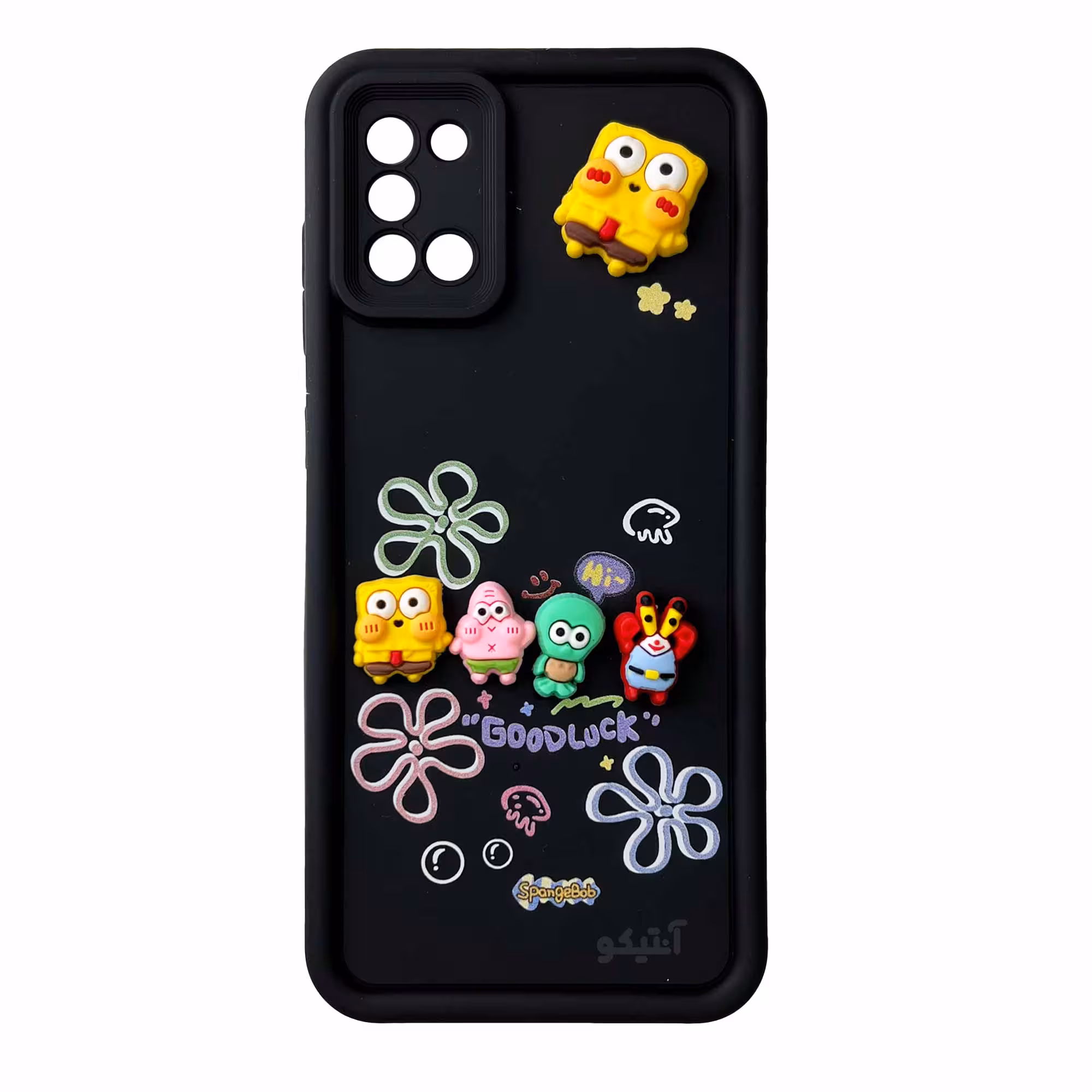 قاب Solid عروسکی طرح خانواده باب اسفنجی مناسب برای Samsung A31-مشکی