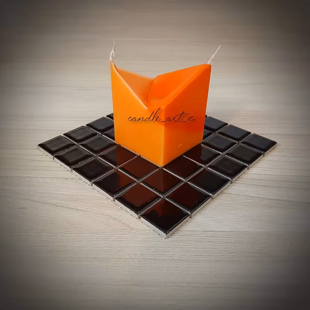 شمع مدرن  دو رنگ  نارنجی گلبهی با دو فیتیله