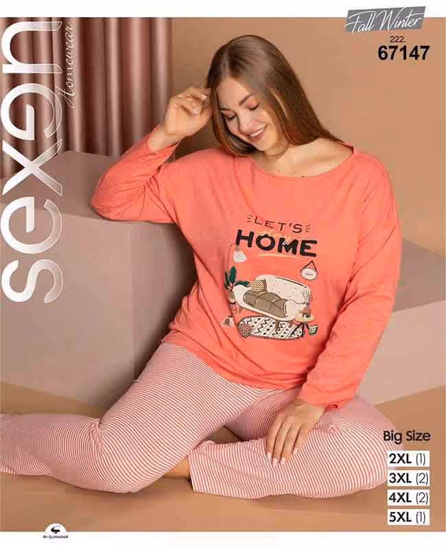 بلوز شلوار سایز بزرگ زنانه طرح خانه کد 67147