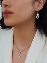 نیمست سنگ هفت رنگ نقره جواهری کد 00350