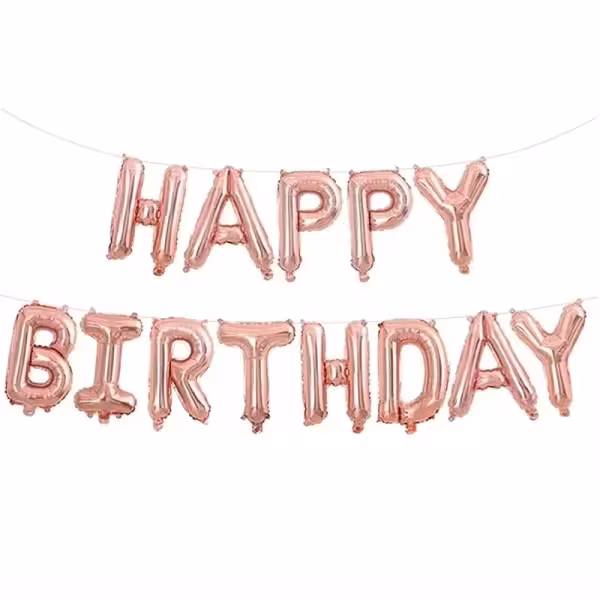 بادکنک فویلی هپی 13 تکه رزگلد