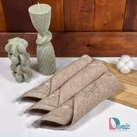 حوله آشپزخانه بسته سه عددی ساده رنگ نسکافه ای