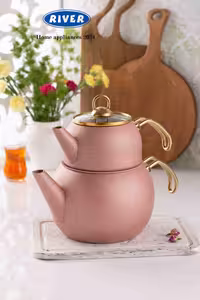 کتری قوری لوله دار 2/8 لیتر گرانیتی ریور RIVER رزگلد کد 5858