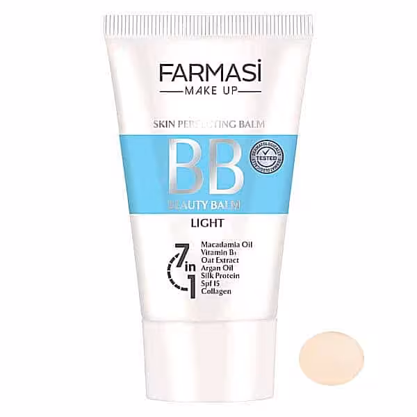 بی بی کرم فارماسی 7در 1رنگ روشن 01 با SPF15 حجم 50 میل