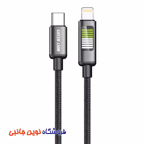 کابل لایتنینگ به تایپ سی گرین لاین مدل GNLEDTC2LGBK ا Green Lion GNLEDTC2LGBK USB-C to Lightning LED Charging Cable (تک/عمده)