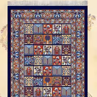 گلیم فرش ماشینی کاشان طرح خشتی سرمه ای3متری(1در3)(هزینه ارسال باخریداروپس کرایه میباشد)