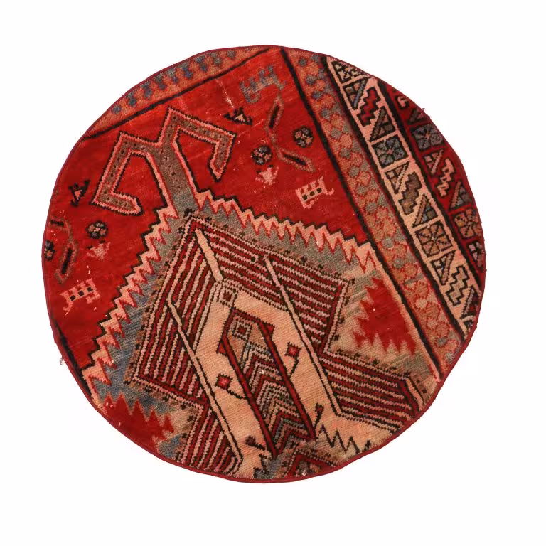 فرش دستبافت دایره مدل وینتیج کد 4030244