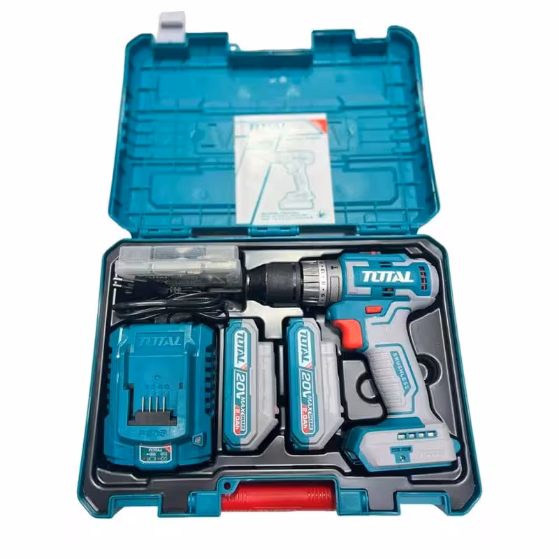 دریل شارژی چکشی موتور براشلس توتال مدل TIDLI20508