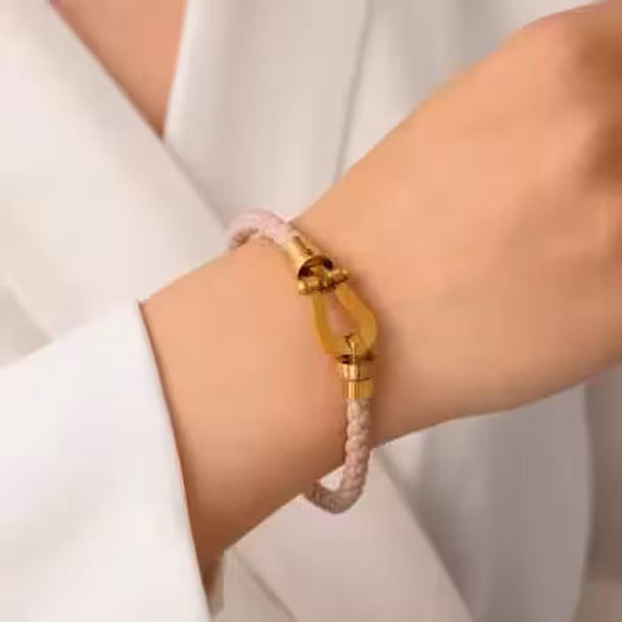 دستبند نسکافه ای چرمی فرد اصلی . (FRED حک شده روش). کد D401..