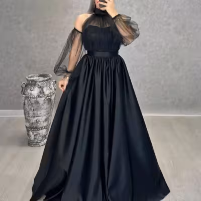 پیراهن مهمانی زنانه ساتن آمریکایی مدل پیراهن‌مجلسی شایسته