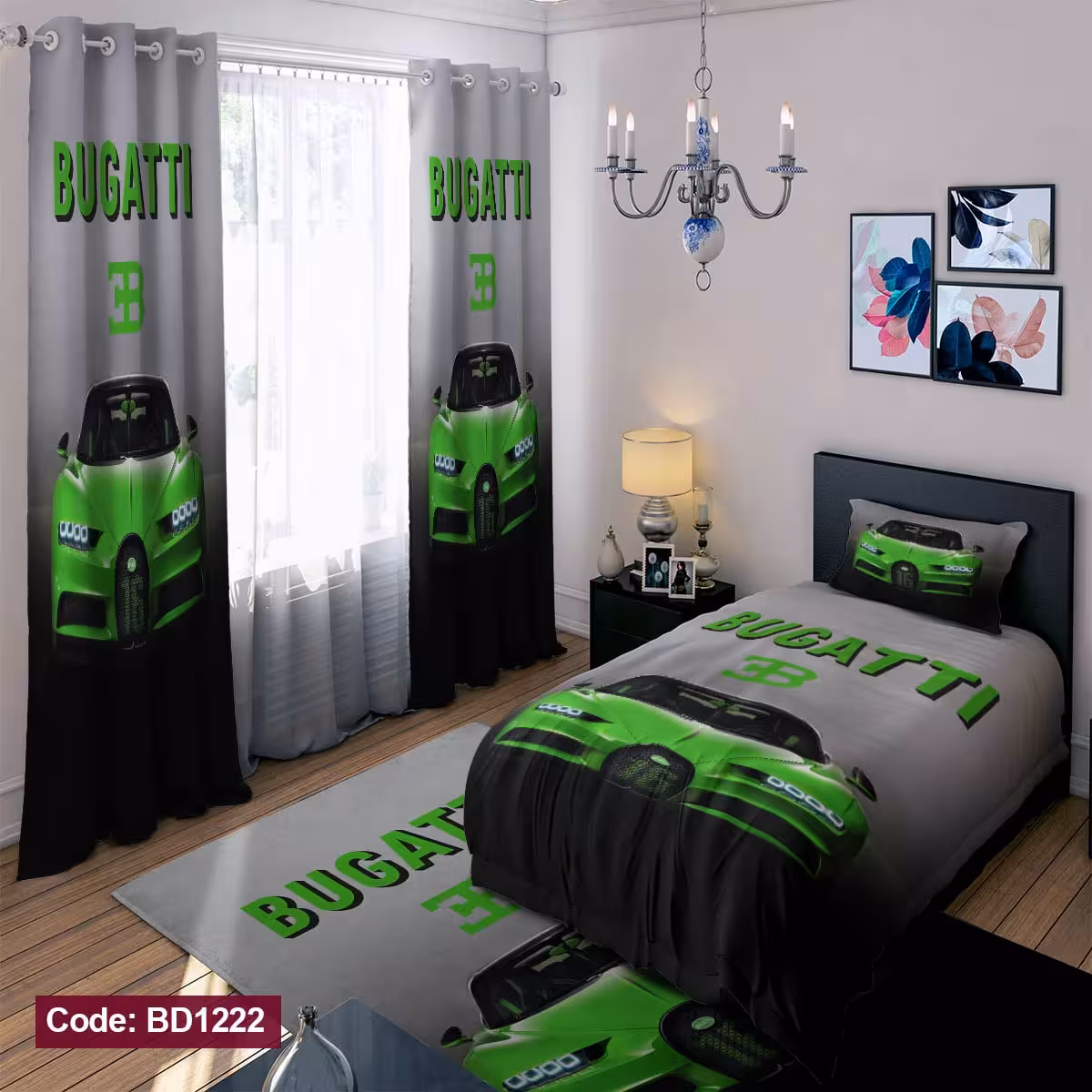 پرده پانچی مخمل چاپی پسرانه کد 1222