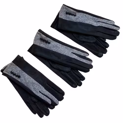 دستکش زنانه اعلاء داخل خز طرح ژاکارد