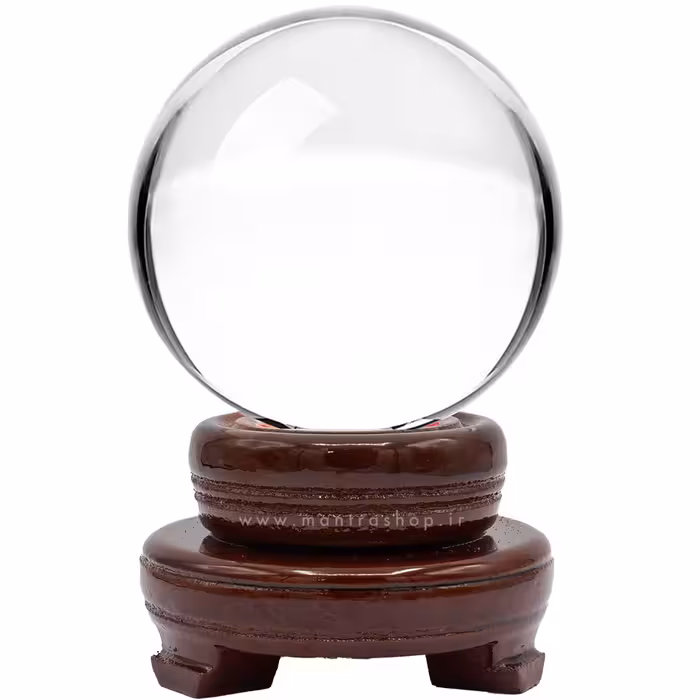 گوی کریستال K9 شفاف همراه با پایه چوبی – قطر 120 میلیمتر