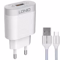 شارژر دیواری الدینیو مدل A303Q به همراه کابل تبدیل USB-C | کالا مکس
