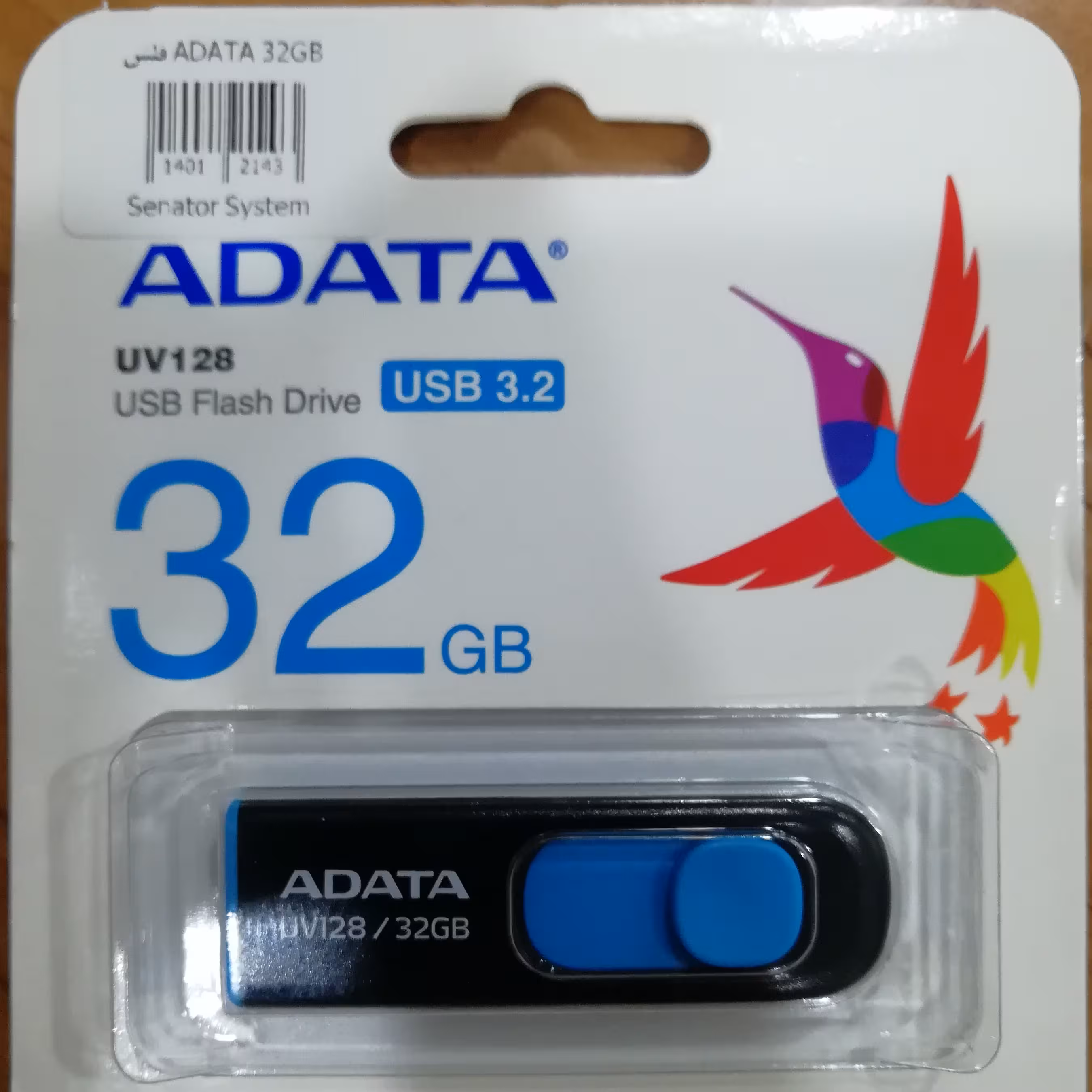 فلش 32GB ADATA با گارانتی USB-3.2 رنگ مشکی-آبی
